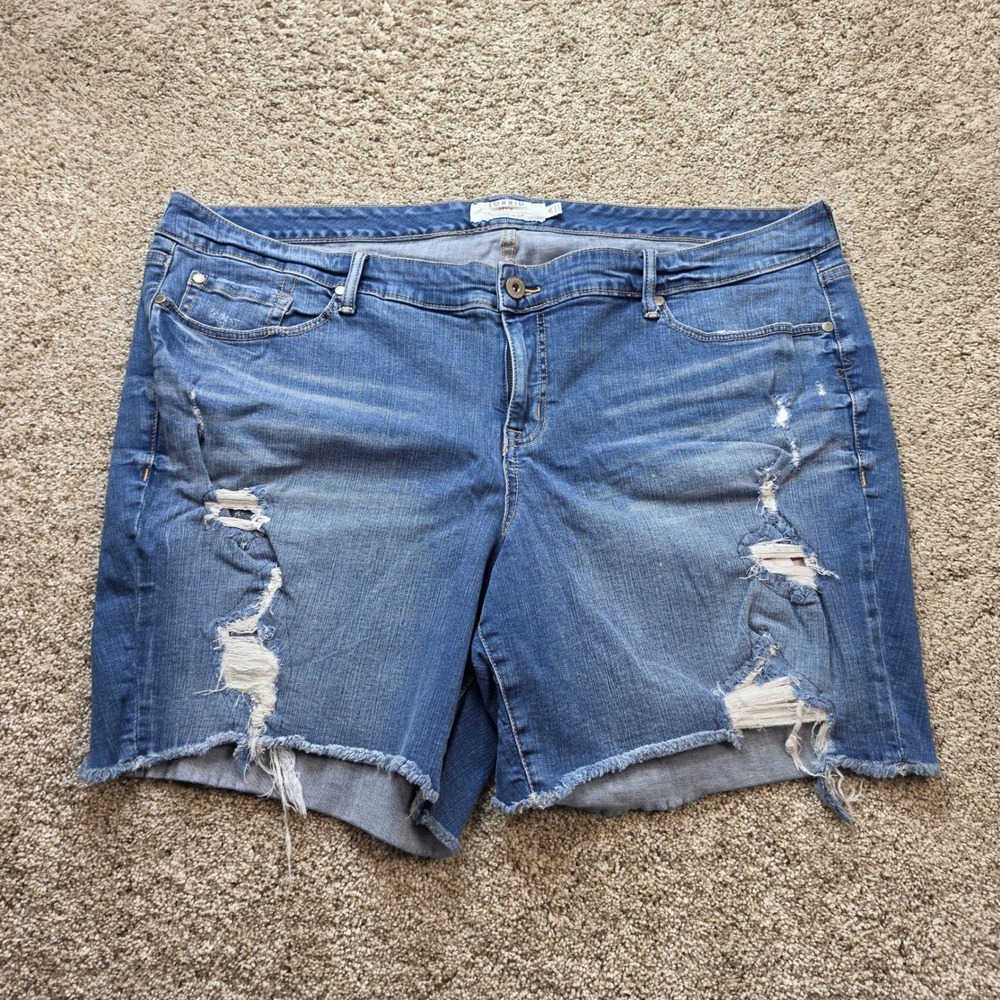 Torrid Denim Distressed Shorts Womens 26 Blue Outdoor Casual Raw Hem‎ Stretch
